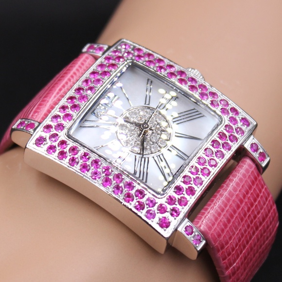 Pink Sapphire Diamond 3.37 Ct Unisex Luxury Watch main image 5
